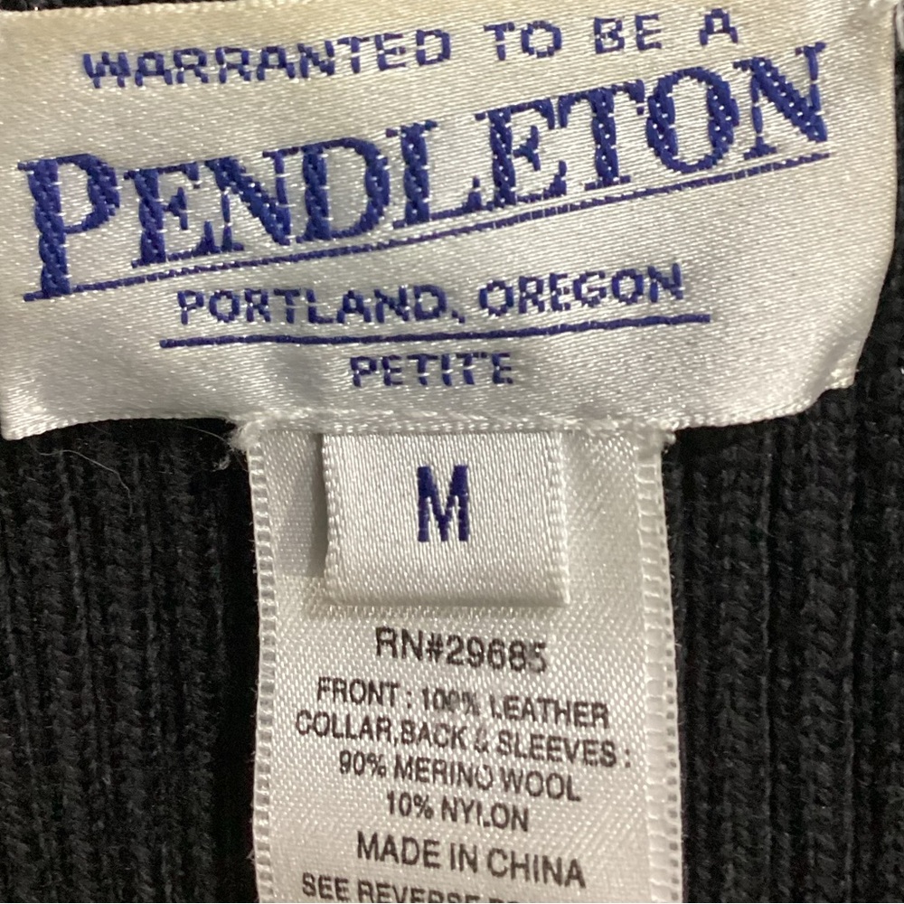 Pendleton Genuine Leather Zip Ribbed Sweater Meri… - image 4